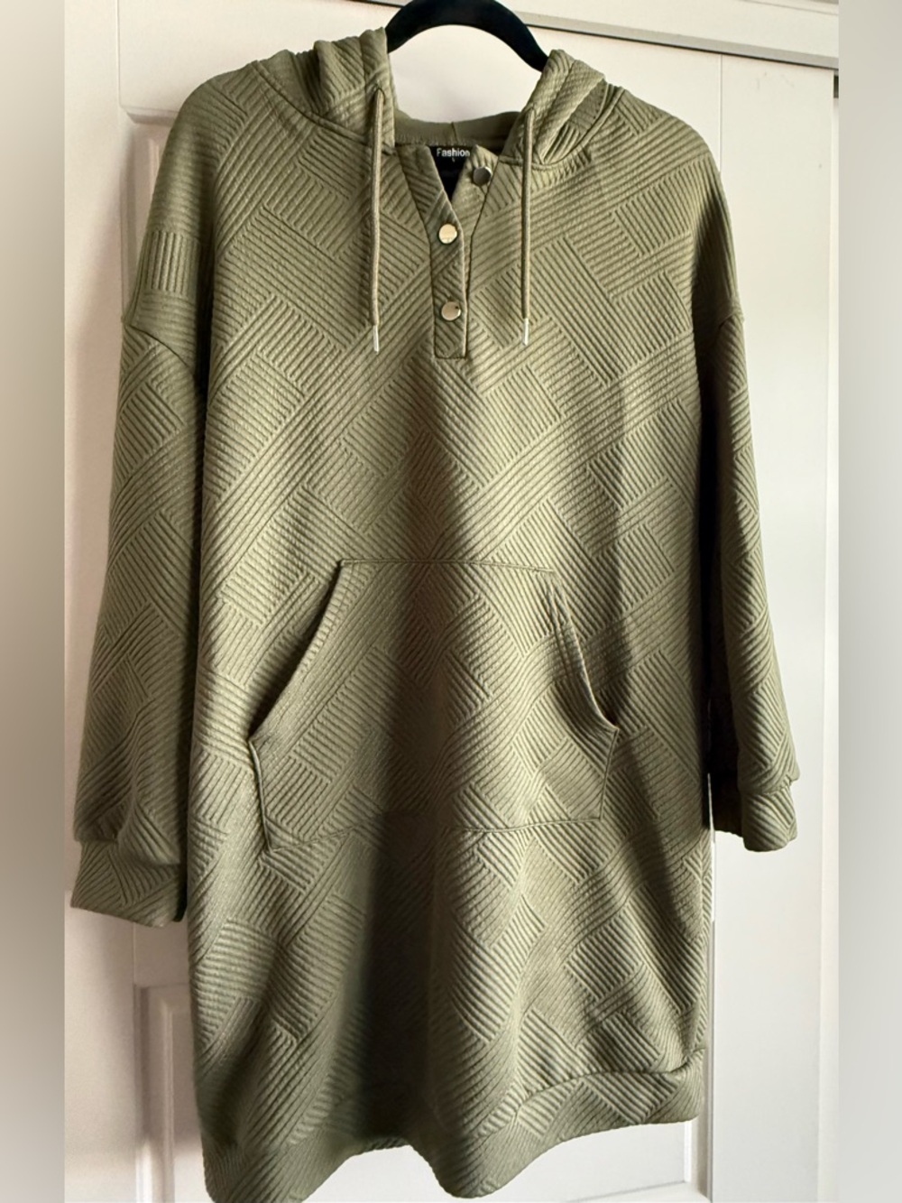 Label Olive Quilted Hooded Pullover Shirt